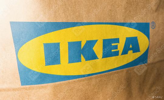 AACHEN, GERMANY OCTOBER, 2017: IKEA Logo on a paper bag. IKEA Founded in Sweden in 1943, Ikea is the world