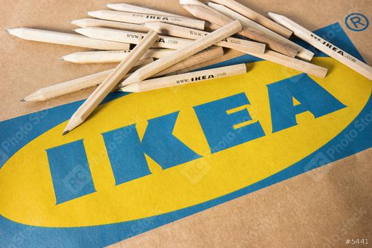 AACHEN, GERMANY OCTOBER, 2017: IKEA pencils placed on a IKEA paper bag. IKEA Founded in Sweden in 1943, Ikea is the world