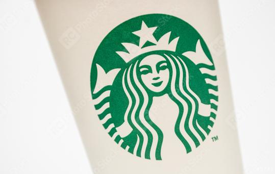 AACHEN, GERMANY OCTOBER, 2017: Logo of a Starbucks on a paper Coffee cup. Starbucks is the largest coffeehouse company in the world, Founded in Washington, 1971.  : Stock Photo or Stock Video Download rcfotostock photos, images and assets rcfotostock | RC Photo Stock.: