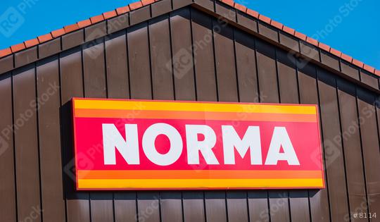AACHEN, GERMANY OCTOBER, 2017: Norma discount supermarket Sign on a Store. Norma is a food discount store with plus 1,400 stores in Europe. Retail concept is a narrow product line at low prices.  : Stock Photo or Stock Video Download rcfotostock photos, images and assets rcfotostock | RC Photo Stock.:
