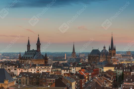 Aachen town hall and cathedral at sunset  : Stock Photo or Stock Video Download rcfotostock photos, images and assets rcfotostock | RC Photo Stock.: