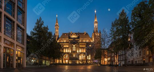 aachen town hall at night panorama, germany  : Stock Photo or Stock Video Download rcfotostock photos, images and assets rcfotostock | RC Photo Stock.: