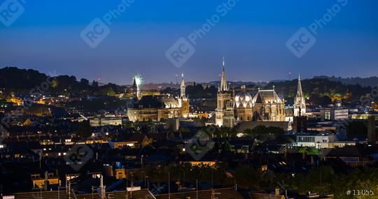 Aachen view at night with fireworks  : Stock Photo or Stock Video Download rcfotostock photos, images and assets rcfotostock | RC Photo Stock.: