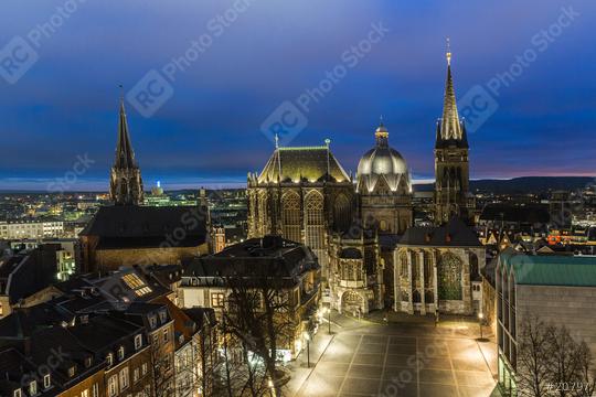 Aachener Dom am Abend  : Stock Photo or Stock Video Download rcfotostock photos, images and assets rcfotostock | RC Photo Stock.: