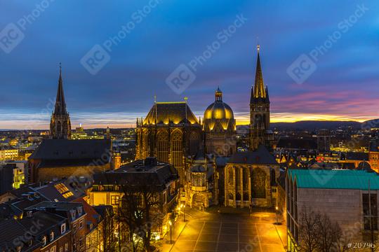 Aachener Dom seit 40 Jahren Welterbe zum Sonnenuntergang  : Stock Photo or Stock Video Download rcfotostock photos, images and assets rcfotostock | RC Photo Stock.: