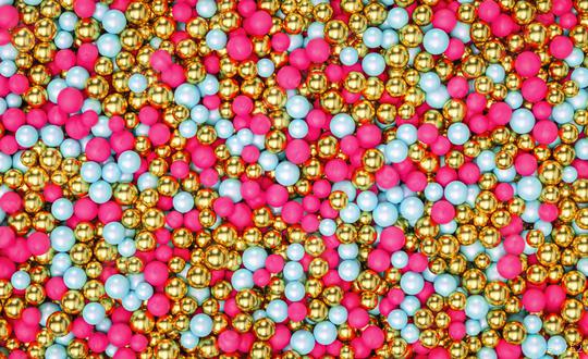 Abstract background with 3d spheres. Golden, pin and blue bubbles. Jewelry cover concept. Horizontal banner. Decoration element for design. 3d illustration, 3d rendering.  : Stock Photo or Stock Video Download rcfotostock photos, images and assets rcfotostock | RC Photo Stock.: