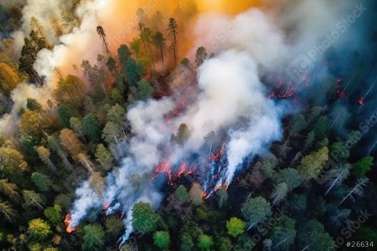 Aerial view of a forest fire, with intense flames consuming trees and thick smoke billowing upwards, contrasting with unscathed greenery  : Stock Photo or Stock Video Download rcfotostock photos, images and assets rcfotostock | RC Photo Stock.:
