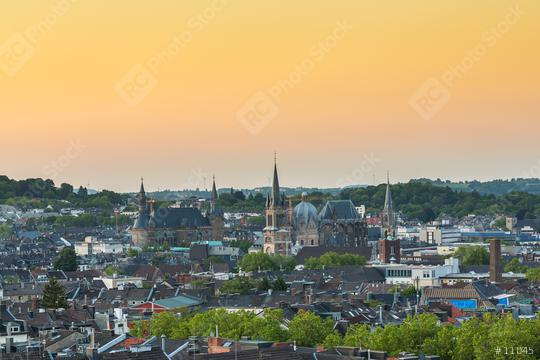 aerial view of Aachen (aix-la-chapelle) at sunset  : Stock Photo or Stock Video Download rcfotostock photos, images and assets rcfotostock | RC Photo Stock.:
