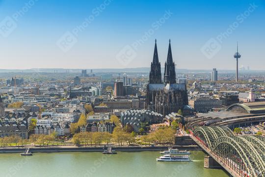 aerial view of cologne cathedral at spring  : Stock Photo or Stock Video Download rcfotostock photos, images and assets rcfotostock | RC Photo Stock.: