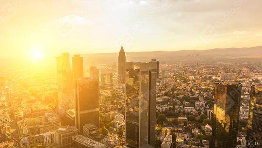 aerial view of Frankfurt am main skyscrapers at sunset  : Stock Photo or Stock Video Download rcfotostock photos, images and assets rcfotostock | RC Photo Stock.: