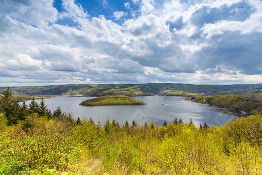 aerial view of the Rursee lake at the Eifel  : Stock Photo or Stock Video Download rcfotostock photos, images and assets rcfotostock | RC Photo Stock.: