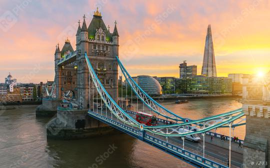 Aerial view to the illuminated Tower Bridge and skyline of London, UK, just after sunset  : Stock Photo or Stock Video Download rcfotostock photos, images and assets rcfotostock | RC Photo Stock.: