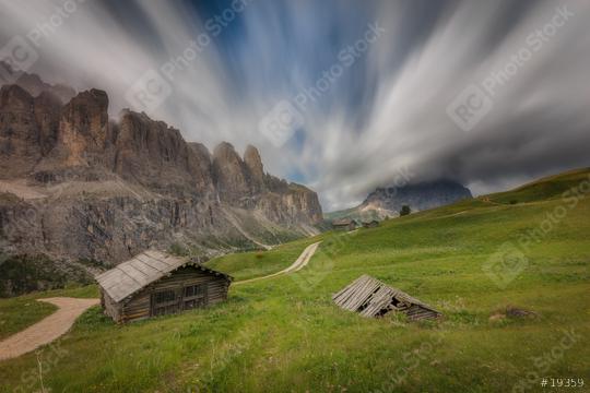Almhütten in den Dolomiten, Sommer, Wiese, Wolken, Italien  : Stock Photo or Stock Video Download rcfotostock photos, images and assets rcfotostock | RC Photo Stock.: