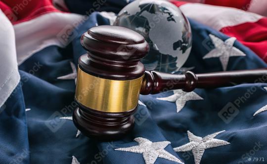American law gavel with glass globe on the usa flag  : Stock Photo or Stock Video Download rcfotostock photos, images and assets rcfotostock | RC Photo Stock.: