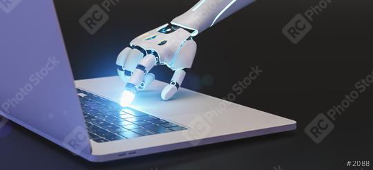 and of a ai or KI robot is using the keyboard of an computer or laptop   : Stock Photo or Stock Video Download rcfotostock photos, images and assets rcfotostock | RC Photo Stock.: