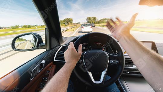 angry car driver on steering wheel,  road trip, driving on highway road  : Stock Photo or Stock Video Download rcfotostock photos, images and assets rcfotostock | RC Photo Stock.: