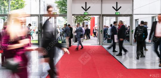 Anonymous blurred crowd on the go at a business trade fair  : Stock Photo or Stock Video Download rcfotostock photos, images and assets rcfotostock | RC Photo Stock.: