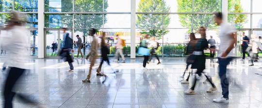 Anonymous blurred crowd on the go at a business trade fair  : Stock Photo or Stock Video Download rcfotostock photos, images and assets rcfotostock | RC Photo Stock.: