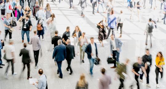 Anonymous blurred crowd on the go at a business trade fare  : Stock Photo or Stock Video Download rcfotostock photos, images and assets rcfotostock | RC Photo Stock.:
