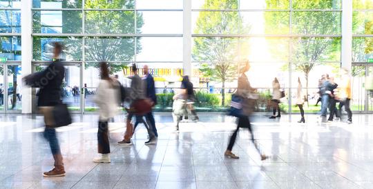 Anonymous crowd goes by trade fair or airport through a corridor  : Stock Photo or Stock Video Download rcfotostock photos, images and assets rcfotostock | RC Photo Stock.: