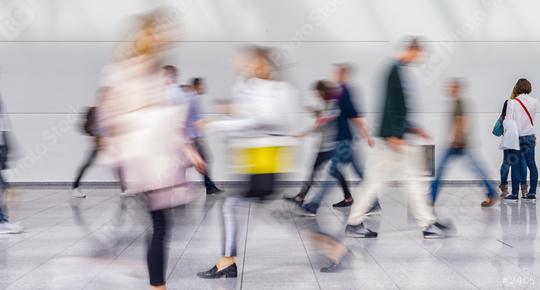 Anonymous crowd of business people go through aisle at a trade fair  : Stock Photo or Stock Video Download rcfotostock photos, images and assets rcfotostock | RC Photo Stock.: