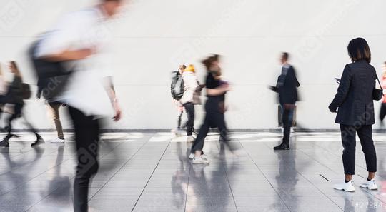 Anonymous crowd of people goes through hall of a trade fair or airport  : Stock Photo or Stock Video Download rcfotostock photos, images and assets rcfotostock | RC Photo Stock.: