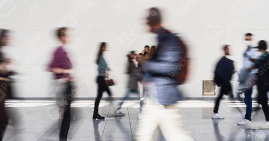 Anonymous group of people in the hallway of a hall at a business trade fair  : Stock Photo or Stock Video Download rcfotostock photos, images and assets rcfotostock | RC Photo Stock.: