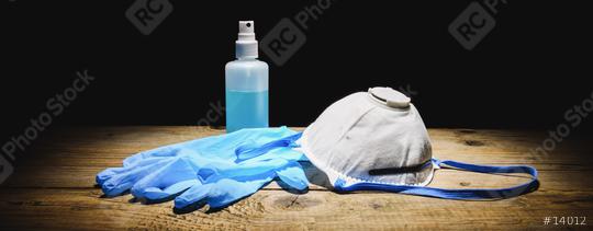 Anti virus protection ffp3 mask, gloves, and disinfectant spray standart to prevent corona COVID-19 and Sars-CoV-2 infection  : Stock Photo or Stock Video Download rcfotostock photos, images and assets rcfotostock | RC Photo Stock.: