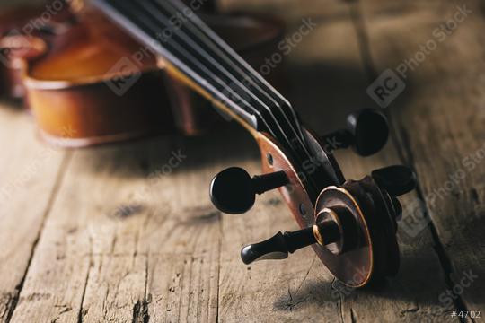 Antique Violin on a wooden floor  : Stock Photo or Stock Video Download rcfotostock photos, images and assets rcfotostock | RC Photo Stock.:
