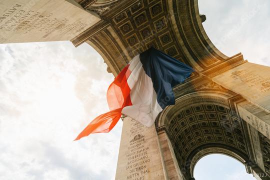 Arc de Triomphe with french flag during bastille day in paris, france  : Stock Photo or Stock Video Download rcfotostock photos, images and assets rcfotostock | RC Photo Stock.: