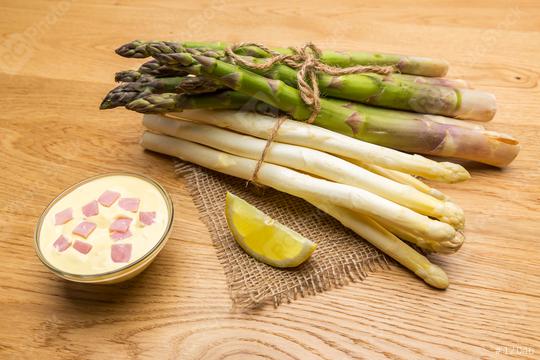 asparagus spears with hollandaise sauce and lemon  : Stock Photo or Stock Video Download rcfotostock photos, images and assets rcfotostock | RC Photo Stock.: