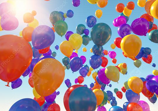 Balloons Flying to the blue sky with sunlight - 3D Rendering  : Stock Photo or Stock Video Download rcfotostock photos, images and assets rcfotostock | RC Photo Stock.:
