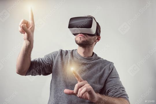 Bearded man wearing Virtual Reality VR Headset gaming goggles  : Stock Photo or Stock Video Download rcfotostock photos, images and assets rcfotostock | RC Photo Stock.: