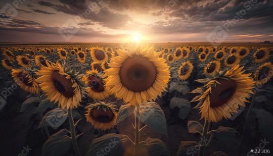 Beautiful sunset over sunflower field (Generative AI)  : Stock Photo or Stock Video Download rcfotostock photos, images and assets rcfotostock | RC Photo Stock.: