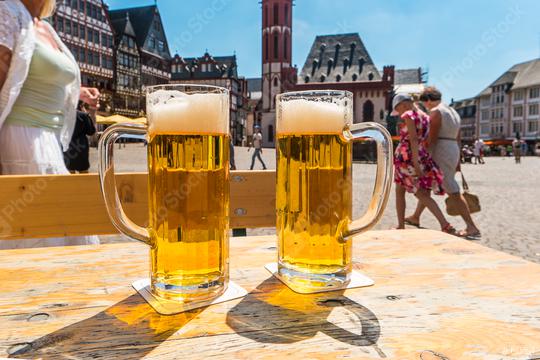 beer at summer at the Roemer place in Frankfurt, germany  : Stock Photo or Stock Video Download rcfotostock photos, images and assets rcfotostock | RC Photo Stock.: