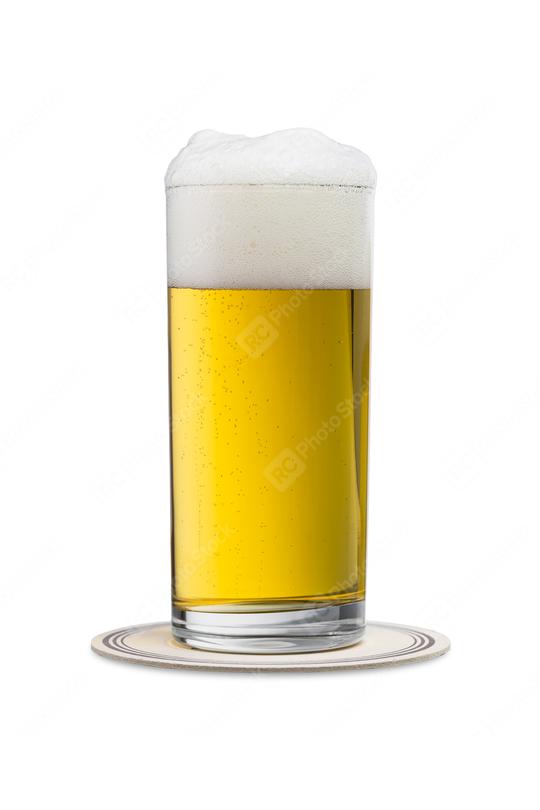 beer glass with beermat on white  : Stock Photo or Stock Video Download rcfotostock photos, images and assets rcfotostock | RC Photo Stock.: