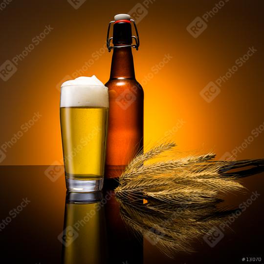 beer glass with bottle and corn  : Stock Photo or Stock Video Download rcfotostock photos, images and assets rcfotostock | RC Photo Stock.: