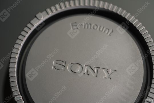 BERLIN, GERMANY DECEMBER 2019: Sony logo on a lens cap. Sony is a Japanese multinational company that manufactures electronic products. Its headquarters are in Tokyo, Japan.  : Stock Photo or Stock Video Download rcfotostock photos, images and assets rcfotostock | RC-Photo-Stock.: