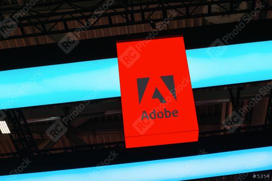 BERLIN, GERMANY JULY 2019: Adobe Systems Logo. Adobe is a multinational software company that produces and sells multimedia and creativity software.  : Stock Photo or Stock Video Download rcfotostock photos, images and assets rcfotostock | RC Photo Stock.: