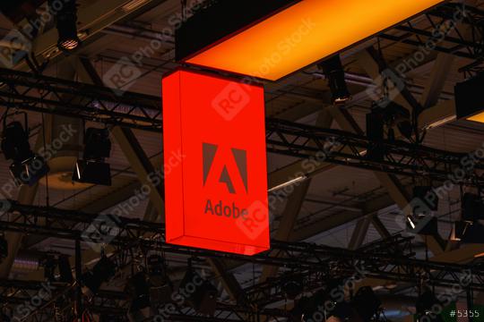 BERLIN, GERMANY JULY 2019: Adobe Systems Logo. Adobe is a multinational software company that produces and sells multimedia and creativity software.  : Stock Photo or Stock Video Download rcfotostock photos, images and assets rcfotostock | RC Photo Stock.:
