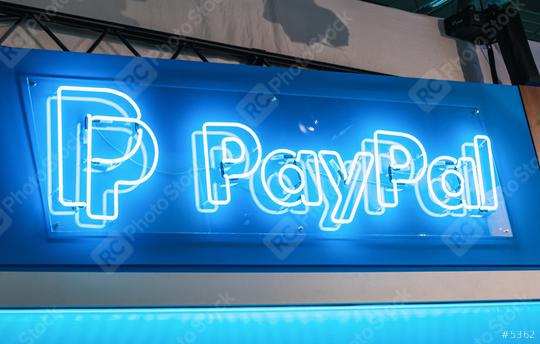 BERLIN, GERMANY JULY 2019: Paypal logo neon sign. PayPal Holdings, Inc. is an American company operating a worldwide online payments system.  : Stock Photo or Stock Video Download rcfotostock photos, images and assets rcfotostock | RC Photo Stock.: