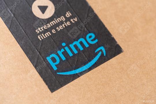 BERLIN, GERMANY JUNE 2020: Amazon prime label on a printed on a cardboard. Prime is a service offered by online retailer Amazon for faster delivery of orders.  : Stock Photo or Stock Video Download rcfotostock photos, images and assets rcfotostock | RC Photo Stock.: