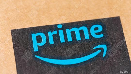 BERLIN, GERMANY JUNE 2020: Amazon prime label on a printed on a parcel. Prime is a service offered by online retailer Amazon for faster delivery of orders.  : Stock Photo or Stock Video Download rcfotostock photos, images and assets rcfotostock | RC Photo Stock.: