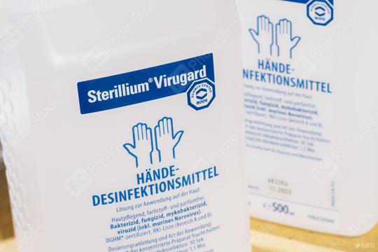 BERLIN, GERMANY MARCH 15, 2020: A pharmacy storage room storing Hands sterilization materials Sterillium Virugard in order to avoid Corona epidemic. To prevent corona virus COVID-19.  : Stock Photo or Stock Video Download rcfotostock photos, images and assets rcfotostock | RC Photo Stock.: