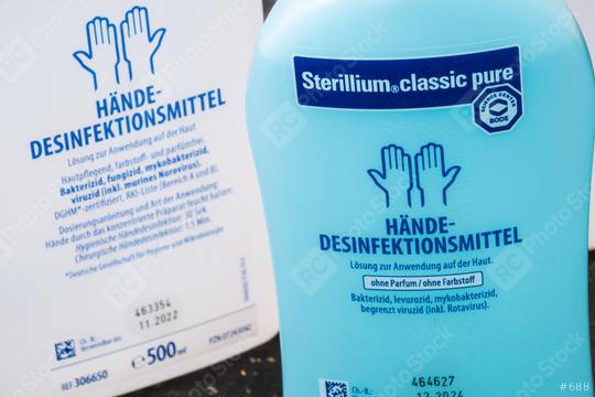 BERLIN, GERMANY MARCH 15, 2020: Two bottles hand disinfectant Sterillium Virugard. To prevent corona virus COVID-19 infection.  : Stock Photo or Stock Video Download rcfotostock photos, images and assets rcfotostock | RC Photo Stock.: