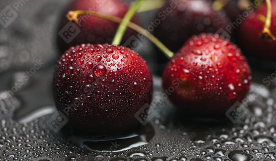 Berries of sweet cherry with drops of dew  : Stock Photo or Stock Video Download rcfotostock photos, images and assets rcfotostock | RC Photo Stock.: