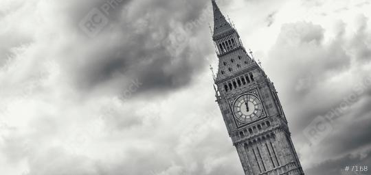 Big Ben against dramatic cloudy sky in monochrome colors in London  : Stock Photo or Stock Video Download rcfotostock photos, images and assets rcfotostock | RC Photo Stock.: