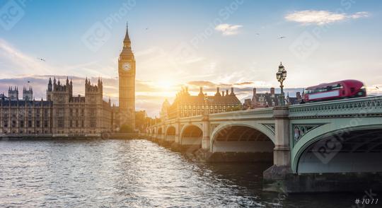 Big Ben and Westminster Bridge with red bus at dusk, London, UK  : Stock Photo or Stock Video Download rcfotostock photos, images and assets rcfotostock | RC Photo Stock.: