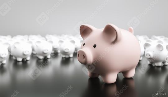 Big piggy bank with small white piggy banks, investment and development concept   : Stock Photo or Stock Video Download rcfotostock photos, images and assets rcfotostock | RC Photo Stock.: