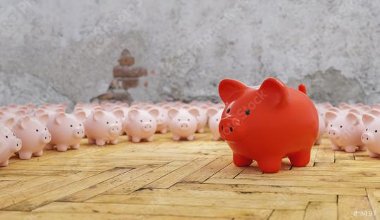 Big red piggy bank with small pink piggy banks, investment and development concept   : Stock Photo or Stock Video Download rcfotostock photos, images and assets rcfotostock | RC Photo Stock.: